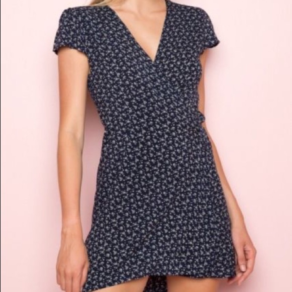 Brandy Melville Navy Floral Wrap Dress